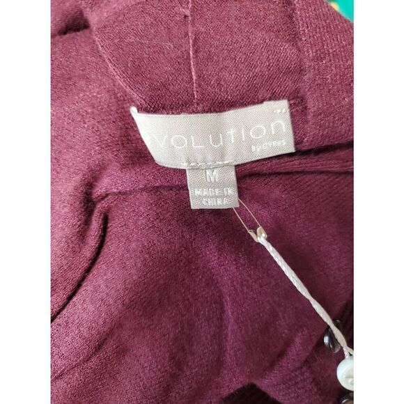 Evolution By Cyrus Sweater NWT Womens Open Cardigan Ancho Chile Burgundy Medium - Picture 7 of 7